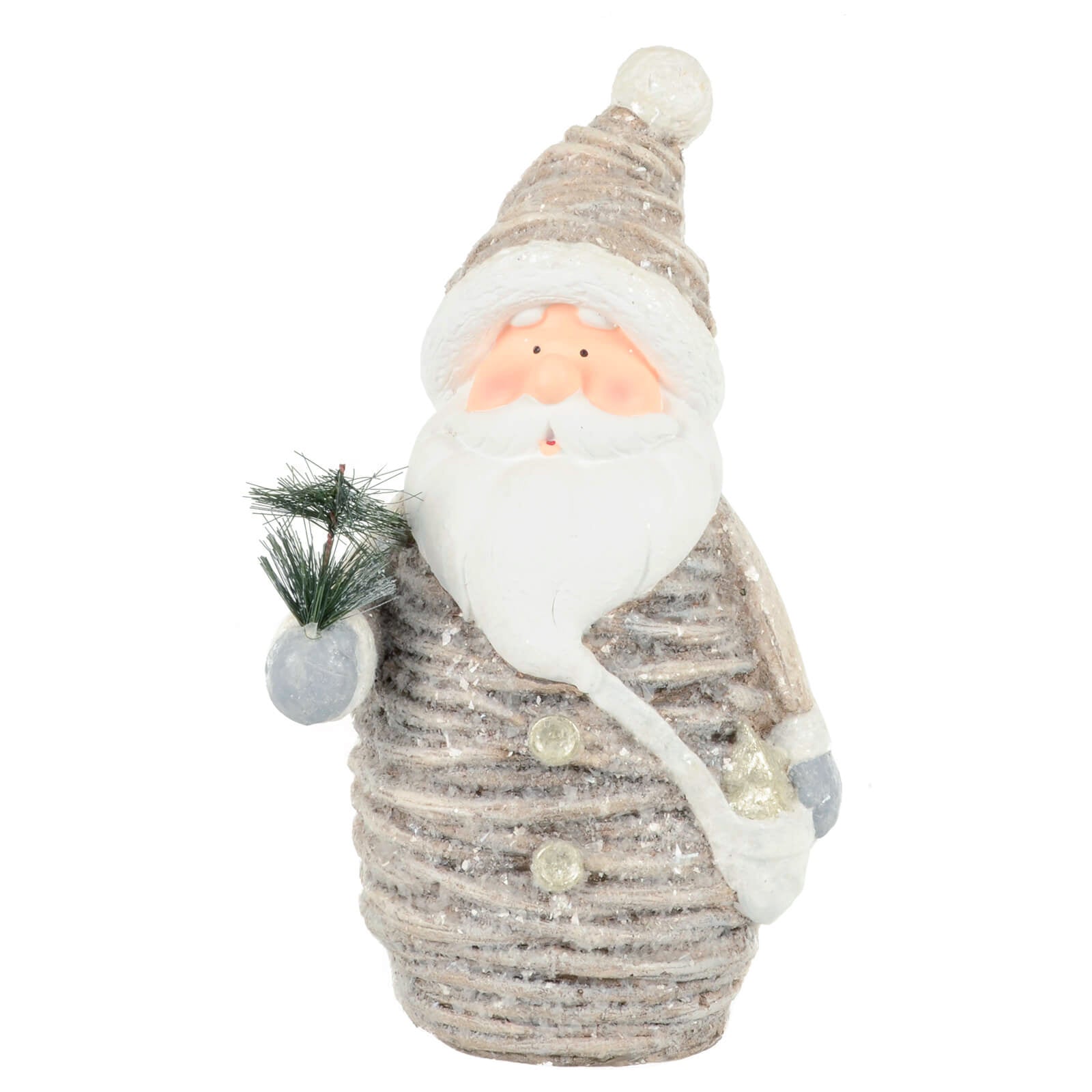 Mr Crimbo Christmas Figure Decoration Pine Branch Ceramic 45cm - MrCrimbo.co.uk -XS7146 - Santa -